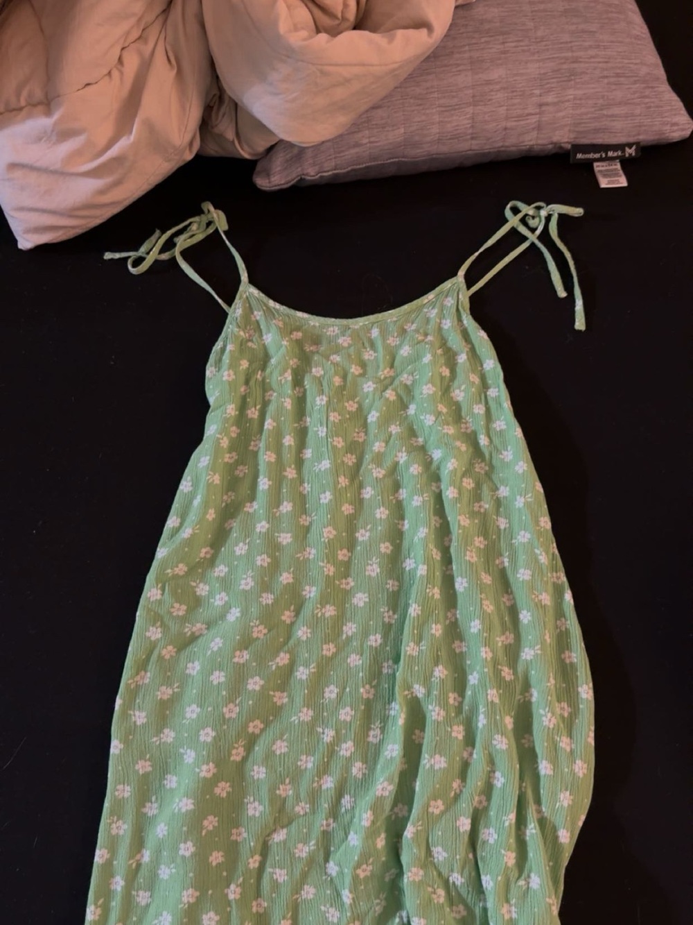Billabong Light Green Floral Tie-Shoulder Mini Dress